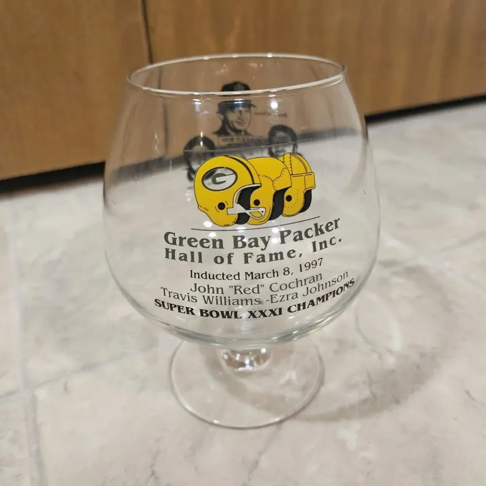 1997 Green Bay Packers Hall of Fame Brandy Snifter Glass Super Bowl XXXI Champ